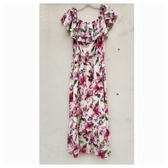 LIU JO Off Shoulder Floral Midi Dress - Picture 3 of 8